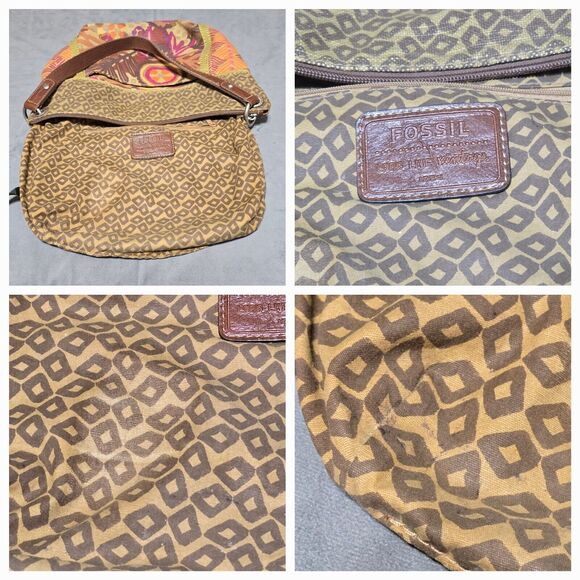 Fossil Handbag Mixed Media Boho Print Canvas - Picture 9 of 15